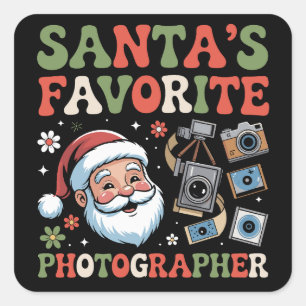 Santas Lieblingsfotograf Weihnachtsgeschenk Lustig Quadratischer Aufkleber
