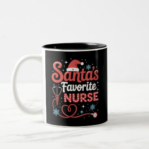 Santa's Lieblingskrankenschwester Weihnachten  Zweifarbige Tasse