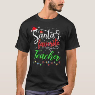 Santas Lieblingslehrer Weihnachten Santa Hut Licht T-Shirt