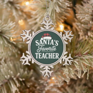 Santa's Lieblingslehrer Weihnachten unterrichtet S Schneeflocken Zinn-Ornament