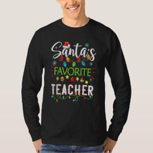 Santa's Lieblingslehrer Weihnachts-Santa-Hut Licht T-Shirt