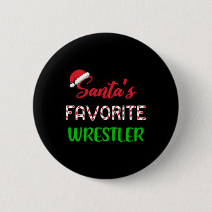 Santas Lieblingsringer Lustiger Wrestling-Weihnach Button
