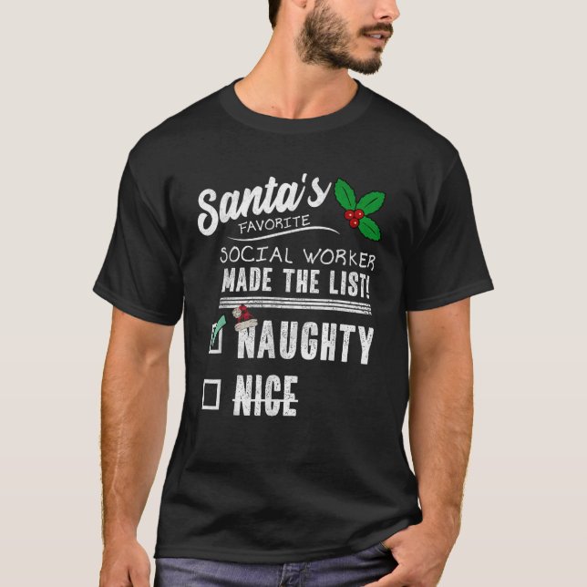 Santas List Funny Naughty T-Shirt (Vorderseite)