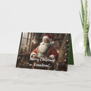 SANTA'S LIST-GRANDSON CHRISTMAS CARD DANKESKARTE