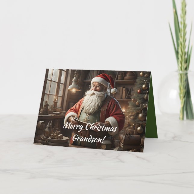 SANTA'S LIST-GRANDSON CHRISTMAS CARD DANKESKARTE (Vorderseite)
