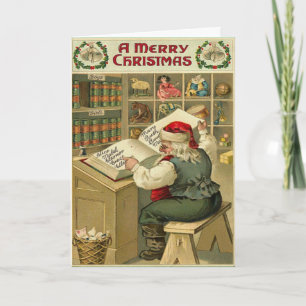Santa's List Vintage Greeting Card Feiertagskarte