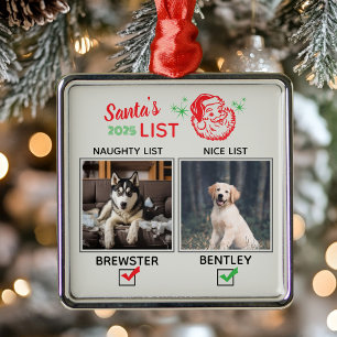 Santas Liste der Bösen oder Braven Hunde-Foto-Orna Ornament Aus Metall