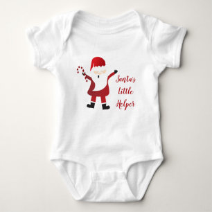 Santas Little Helper Candy Cane Red Baby Strampler