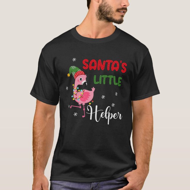 santa's little helper flamingo elf merry christmas T-Shirt (Vorderseite)