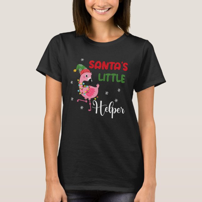 santa's little helper flamingo elf merry christmas T-Shirt (Vorderseite)