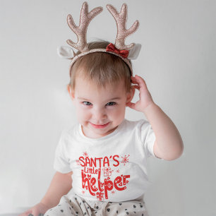 Santas Little Helper Heart Red Script Geschenkmoti Baby T-shirt