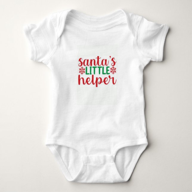 "Santa's Little Helper" mit einem niedlichen Kind Baby Strampler (Vorderseite)