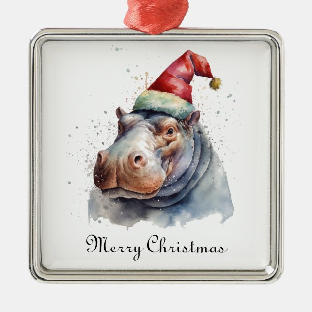 Santa's Little Hippo, Brauch Ornament Aus Metall (Vorne)