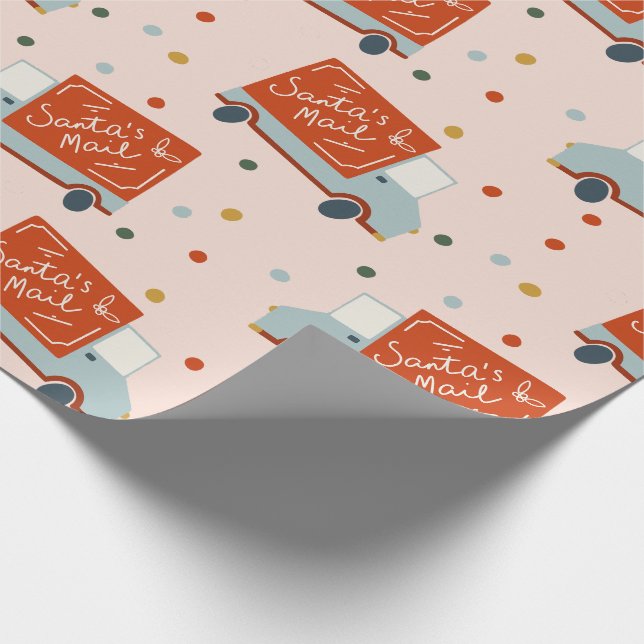 Santa's Mail Truck Illustration Wrapping Paper Geschenkpapier (Ecke)