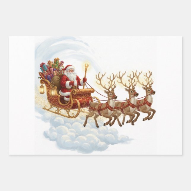 Santa's Midnight Ride Geschenkpapier Set (Vorderseite)