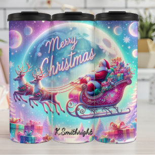 Santas Mondschein-Geschenkflug Thermosbecher