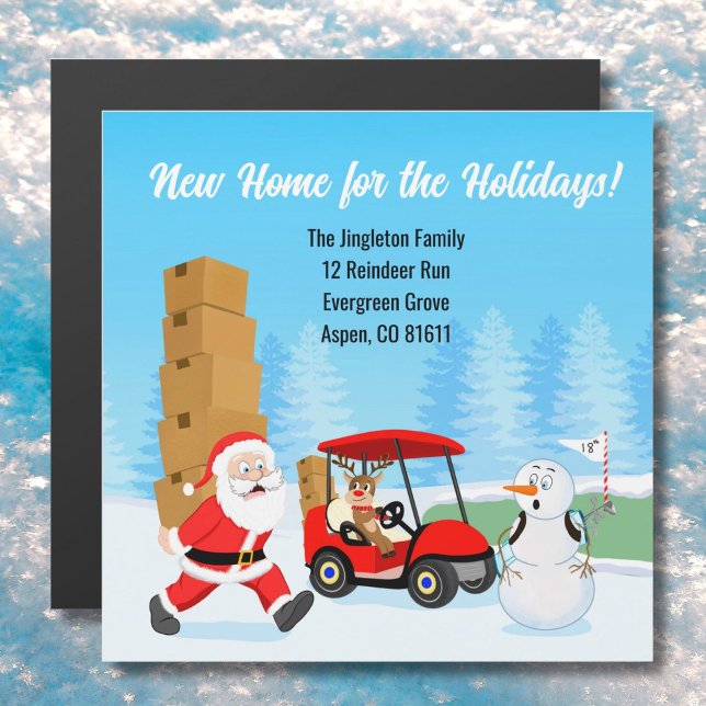 Santa's Moving Boxes with Reindeer on Golf Course  Magnetkarte (Von Creator hochgeladen)
