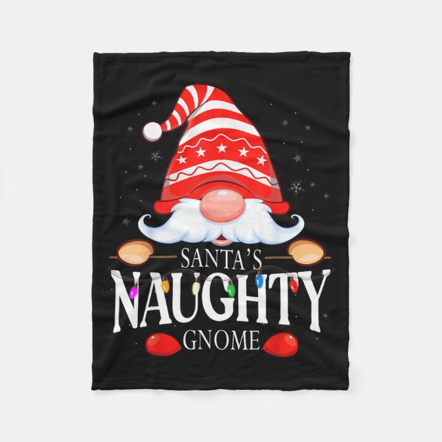 Santa's Naughty Gnome Matching Christmas Pajama  Fleecedecke (Vorderseite)