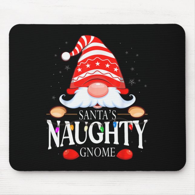 Santa's Naughty Gnome Matching Christmas Pajama  Mousepad (Vorne)