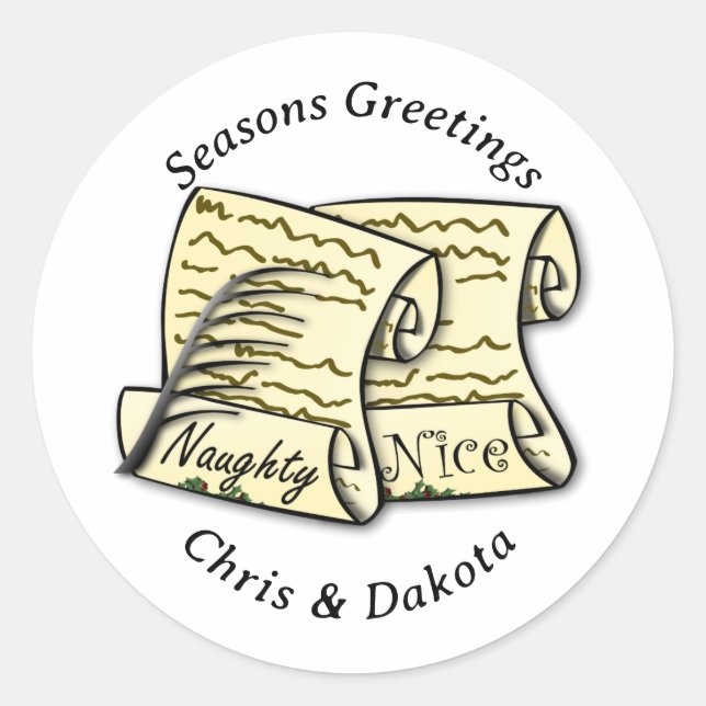 Santa's Naughty List Christmas Runder Aufkleber (Vorderseite)