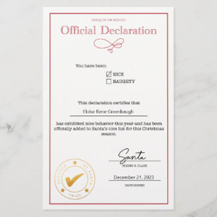 Santas nette Liste Deklaration editierbar