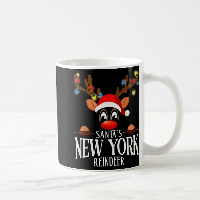 Santas New York Reindeer Funny Xmas Matching Pjs  Kaffeetasse (Rechts)