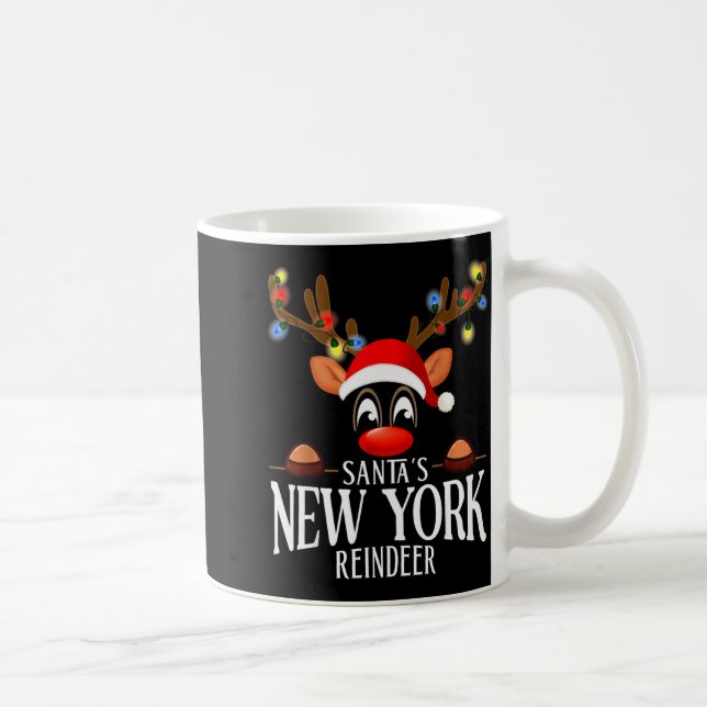 Santa's New York Reindeer Funny Xmas Matching Pjs  Kaffeetasse (Rechts)