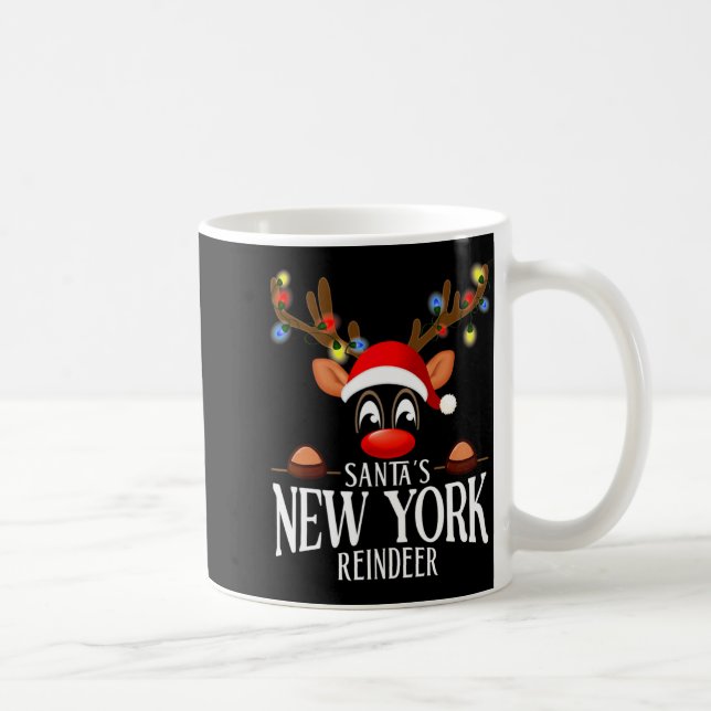 Santas New York Reindeer Funny Xmas Matching Pjs  Kaffeetasse (Rechts)