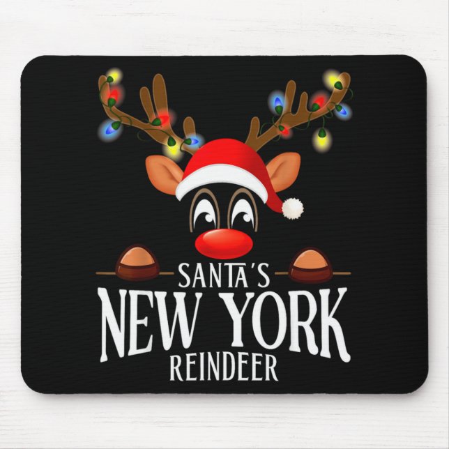 Santas New York Reindeer Funny Xmas Matching Pjs  Mousepad (Vorne)