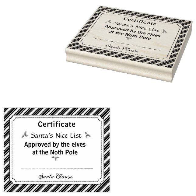 Santa's Nice List Certificate Wood Art Stamp Gummistempel (Stempel)