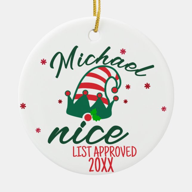Santa's Nice List Ornament - Personalisierter Name (Vorne)