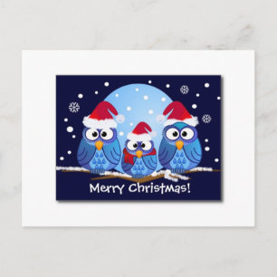 SANTA'S NIEDLICHE CHRISTMAS OWLS FEIERTAGSPOSTKARTE