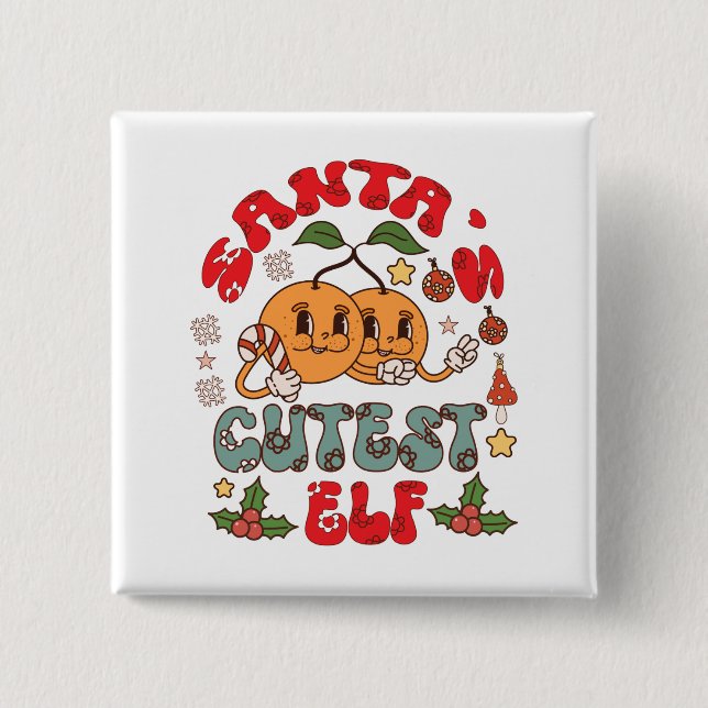 Santa's Niedlicher Elf Sublimation-80881 Button (Vorderseite)