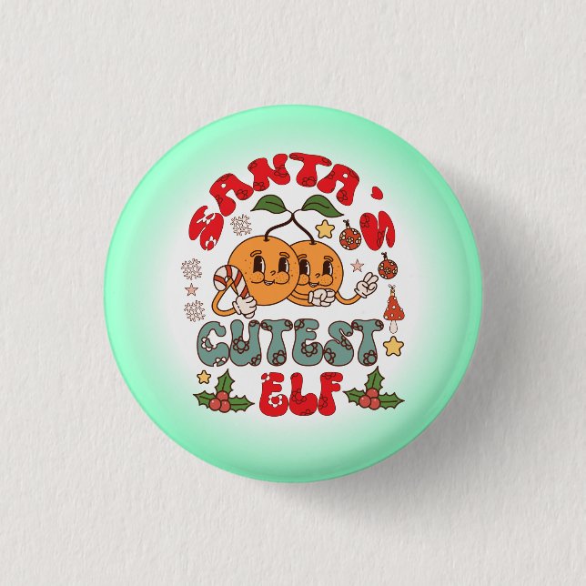 Santa's Niedlicher Elf Sublimation-80881 Button (Vorderseite)