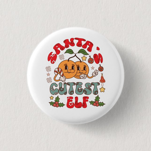 Santa's Niedlicher Elf Sublimation-80881 Button (Vorderseite)