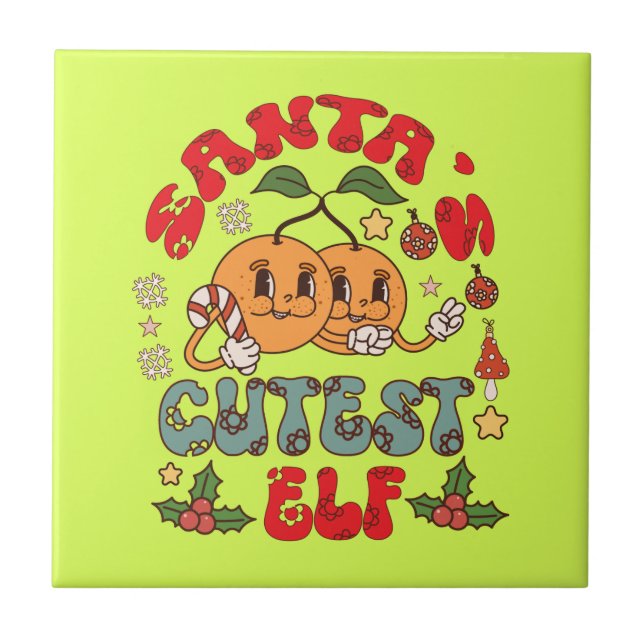 Santa's Niedlicher Elf Sublimation-80881 Fliese (Vorderseite)