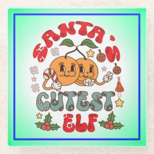 Santa's Niedlicher Elf Sublimation-80881 Glasuntersetzer