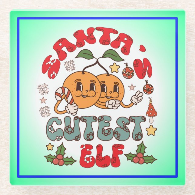 Santa's Niedlicher Elf Sublimation-80881 Glasuntersetzer (Vorderseite)
