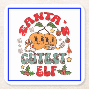 Santa's Niedlicher Elf Sublimation-80881 Rechteckiger Pappuntersetzer