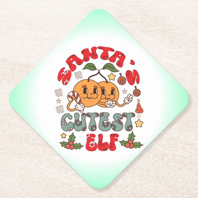 Santa's Niedlicher Elf Sublimation-80881 Untersetzer (Vorderseite)