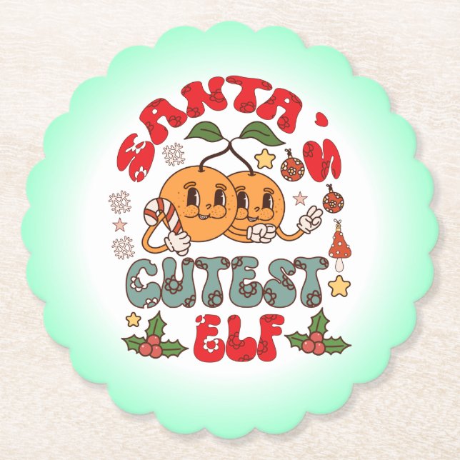 Santa's Niedlicher Elf Sublimation-80881 Untersetzer (Vorderseite)