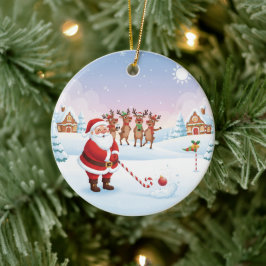 Santa's North Pole Holiday Golfing Fun Keramik Ornament