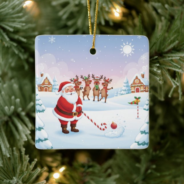Santa's North Pole Holiday Golfing Fun  Keramikornament (Baum)