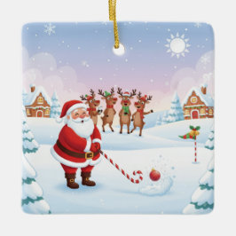 Santa's North Pole Holiday Golfing Fun Keramikornament
