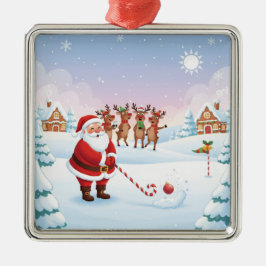 Santa's North Pole Holiday Golfing Fun Ornament Aus Metall