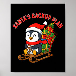Santas Notfallplan Süßes Pinguin-Weihnachtsdesign Poster