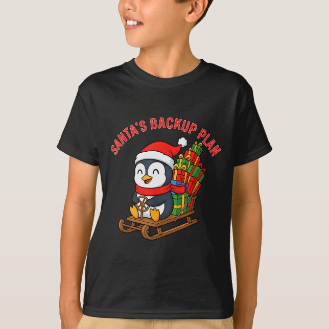 Santas Notfallplan Süßes Pinguin-Weihnachtsdesign  T-Shirt (Vorderseite)