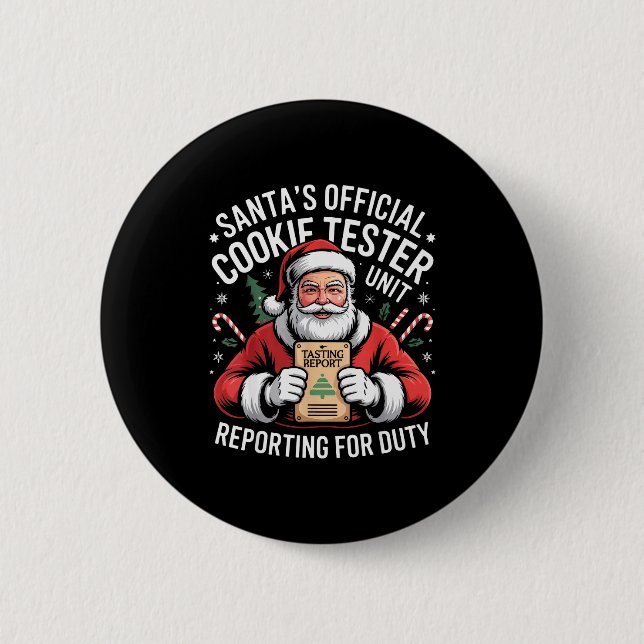 Santas offizieller Cookie-Tester meldet sich zum D Button (Vorderseite)