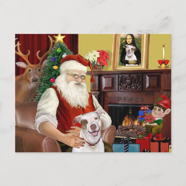 Santa's Pit Bull #2 Feiertagspostkarte (Vorderseite)