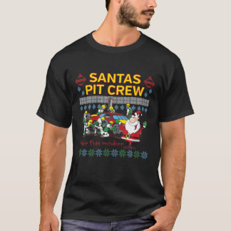 Santa's Pit Crew Race Car Ugly Weihnachten T-Shirt